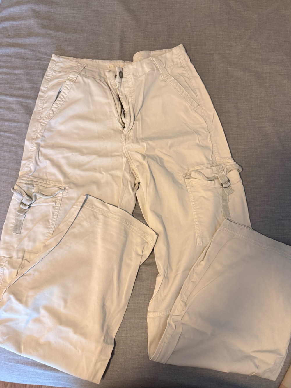 American Eagle Outfitters Cream Drawstring Cargo Pants